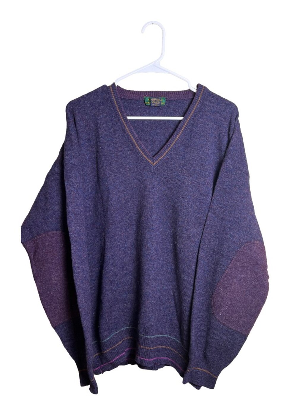 Colours By Alexander Julian Lambswool V-Neck Sweater Vintage 90s Made In Italy L